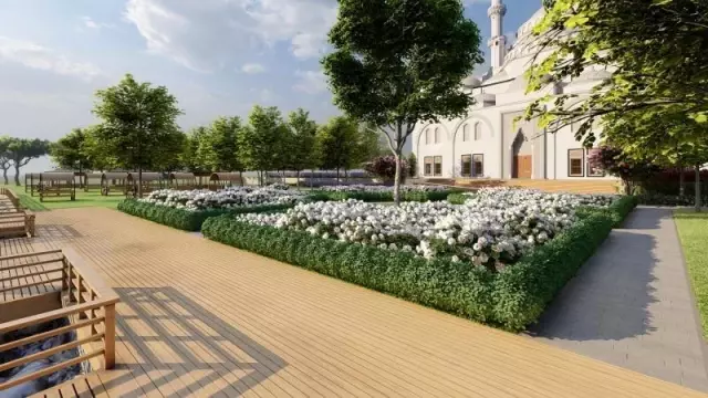 Erdoğan'ın açılışını yapacağı Uzunmehmet Camii'nde Ramazan hazırlığı Erdoğan'ın açılışını yapacağı Uzunmehmet Camii'nde Ramazan hazırlığı