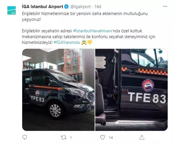 İstanbul Havalimanı'nda engelli yolculara özel taksi uygulaması İstanbul Havalimanı'nda engelli yolculara özel taksi uygulaması