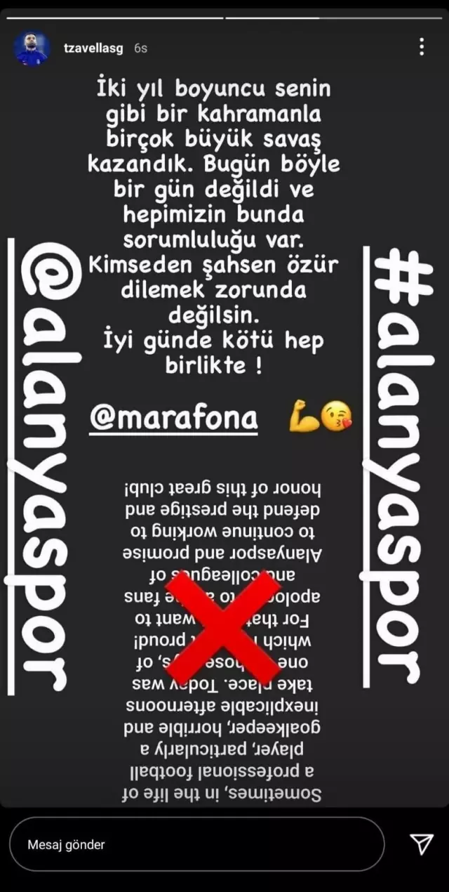 Aytemiz Alanyaspor'un kalecisi Marafona taraftardan özür diledi Aytemiz Alanyaspor'un kalecisi Marafona taraftardan özür diledi