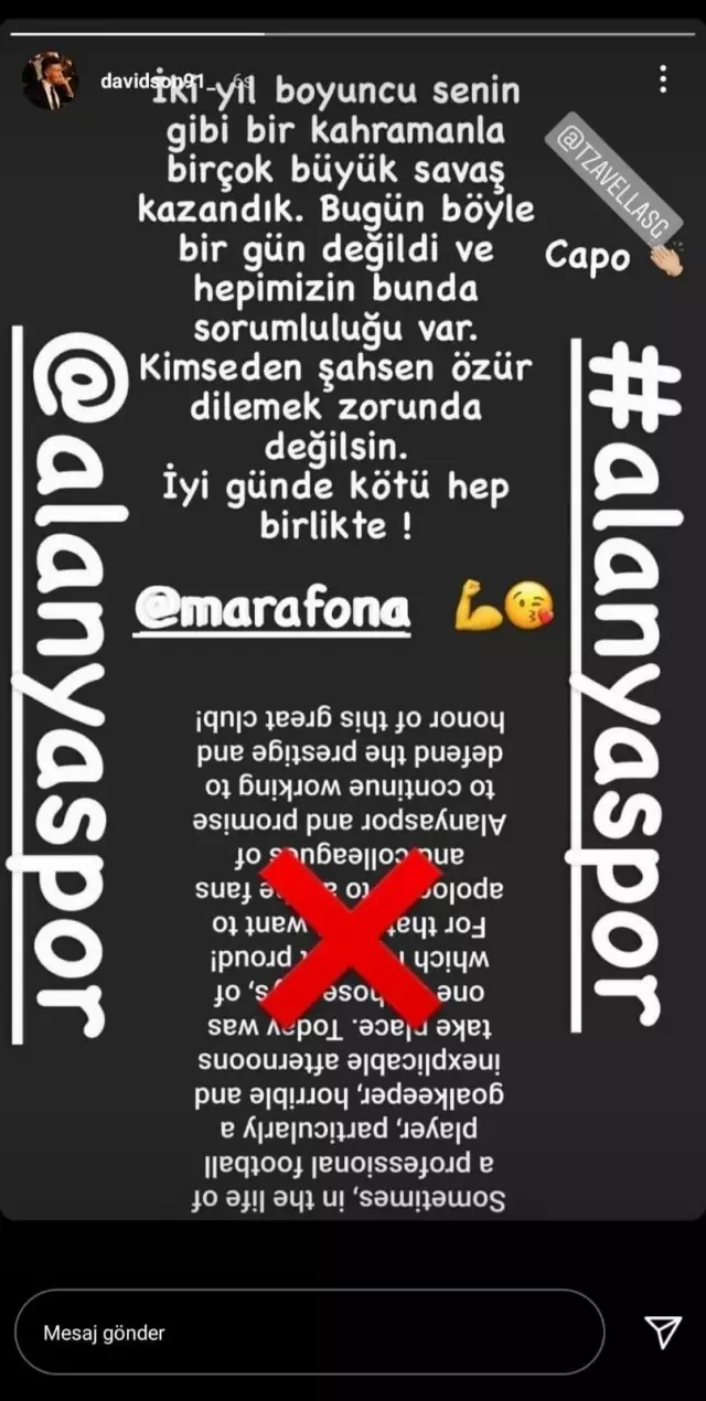 Aytemiz Alanyaspor'un kalecisi Marafona taraftardan özür diledi Aytemiz Alanyaspor'un kalecisi Marafona taraftardan özür diledi