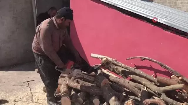 Odun keserek 35 yıldır ailesinin geçimini sağlıyor Odun keserek 35 yıldır ailesinin geçimini sağlıyor