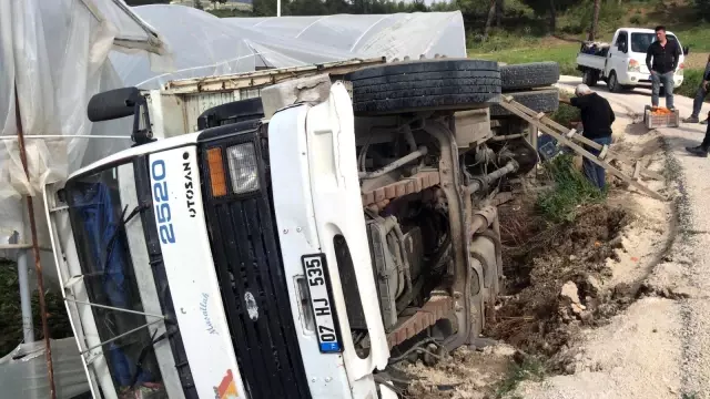 Portakal yüklü kamyon seraya daldı Portakal yüklü kamyon seraya daldı