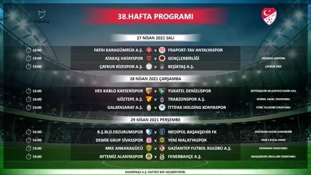 Süper Lig'de 35-39. hafta programları açıklandı Süper Lig'de 35-39. hafta programları açıklandı