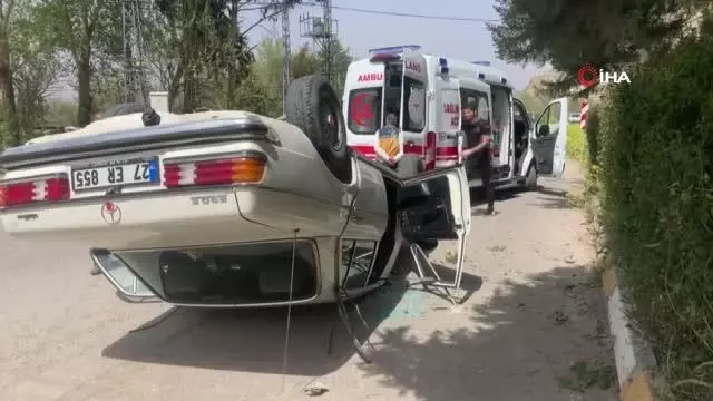 Yaşlı adamın kullandığı otomobil takla attı Yaşlı adamın kullandığı otomobil takla attı