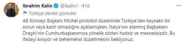 Son Dakika: İtalya'nın Ankara Büyükelçisi, Başbakan Draghi'nin sözleri nedeniyle Dışişleri'ne çağrıldı Son Dakika: İtalya'nın Ankara Büyükelçisi, Başbakan Draghi'nin sözleri nedeniyle Dışişleri'ne çağrıldı