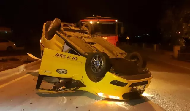 Ticari taksi takla attı, sürücünün burnu bile kanamadı Ticari taksi takla attı, sürücünün burnu bile kanamadı