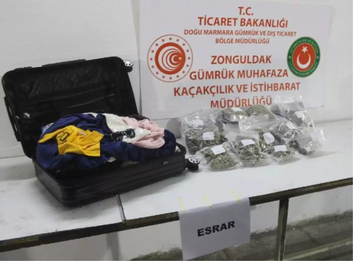 İspanya'dan gönderilen valizden 2 kilo esrar çıktı