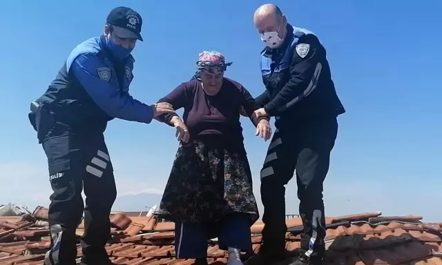 Çatıya çıkan yaşlı kadın polisi harekete geçirdi! Altından intihar değil hastalık çıktı Çatıya çıkan yaşlı kadın polisi harekete geçirdi! Altından intihar değil hastalık çıktı