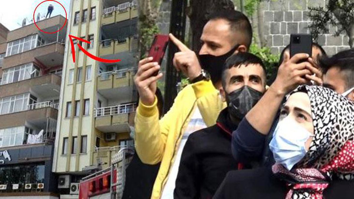 Diyarbakır'da vatandaşlar intihar girişimini film izler gibi seyretti