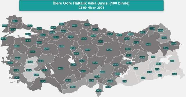 İl il koronavirüs vaka sayıları kaçtır? 3-9 Nisan İl il koronavirüs risk haritası ve vaka sayıları açıklandı mı?