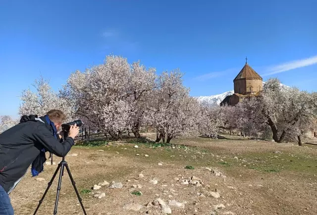 Badem çiçekleriyle süslenen Akdamar Adası'nda görsel şölen Badem çiçekleriyle süslenen Akdamar Adası'nda görsel şölen