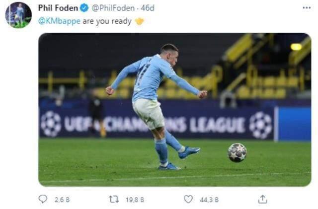 Phil Foden challenges Kylian Mbappe on social media at Manchester City