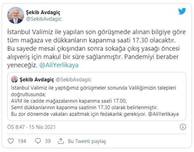 İstanbul'da AVM'ler ve mağazaların kapanış saati yarım saat uzatıldı