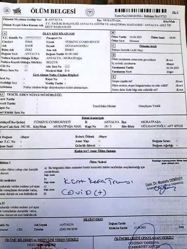 Koronavirüs tedavisi gören hasta yataktan düştükten iki gün sonra hayatını kaybetti Koronavirüs tedavisi gören hasta yataktan düştükten iki gün sonra hayatını kaybetti