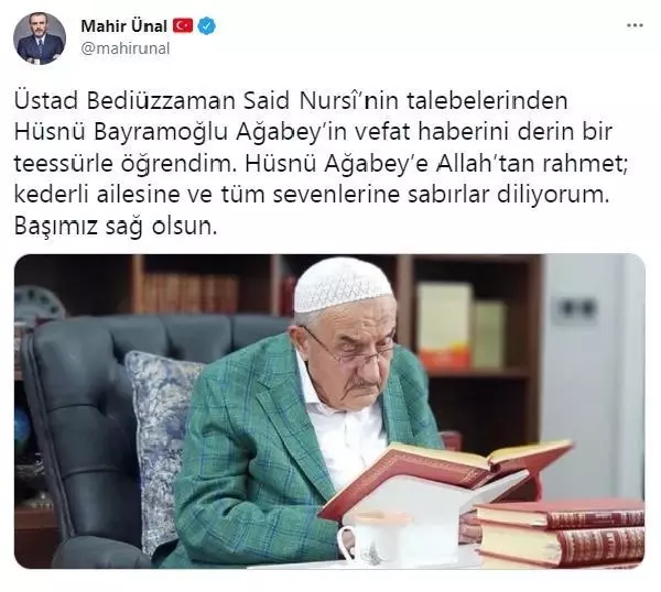 Son dakika: Bediüzzaman'ın talebesi Hüsnü Bayramoğlu, hayatını kaybetti Son dakika: Bediüzzaman'ın talebesi Hüsnü Bayramoğlu, hayatını kaybetti