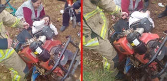 Ormanlık alanda ayaklarını çapa motoruna kaptıran genç kadını kurtarmak için zamanla yarıştılar