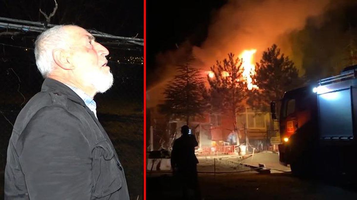 Sesleri duyunca hırsız zannetti, tüfekle dışarı çıkınca alev alev yanan evini gördü