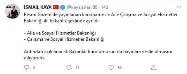 AK Patili vekilden Kabine revizyonu sinyali: Açıklanacak Bakanlar kurulumuzun hayırlara vesile olmasını diliyorum AK Patili vekilden Kabine revizyonu sinyali: Açıklanacak Bakanlar kurulumuzun hayırlara vesile olmasını diliyorum