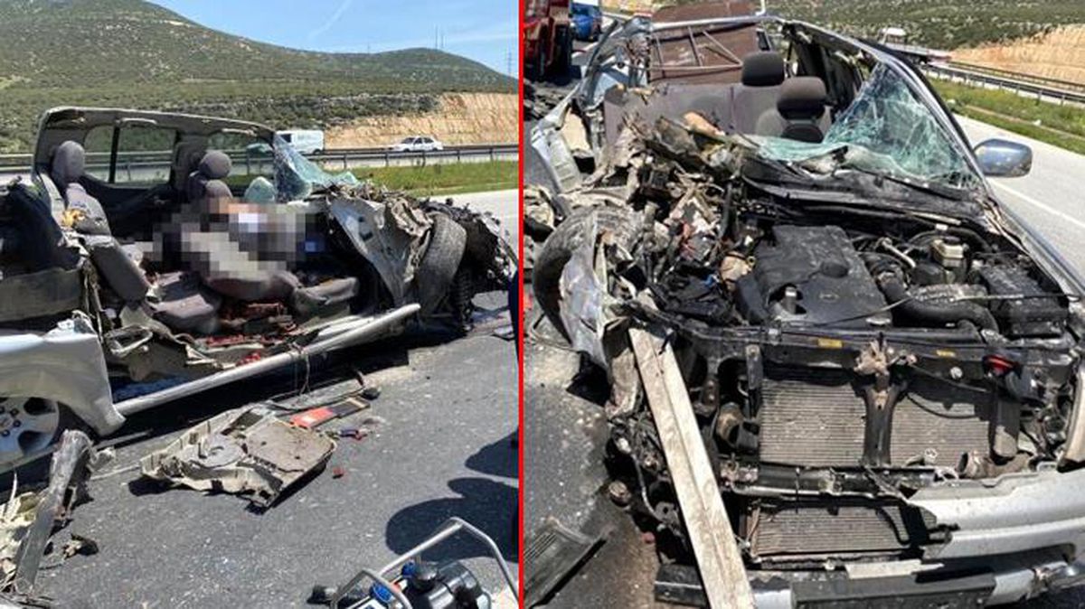 Feci kazadan geriye bu görüntü kaldı! Hurdaya dönen araçta 1 kişi öldü, 2 kişi yaralandı