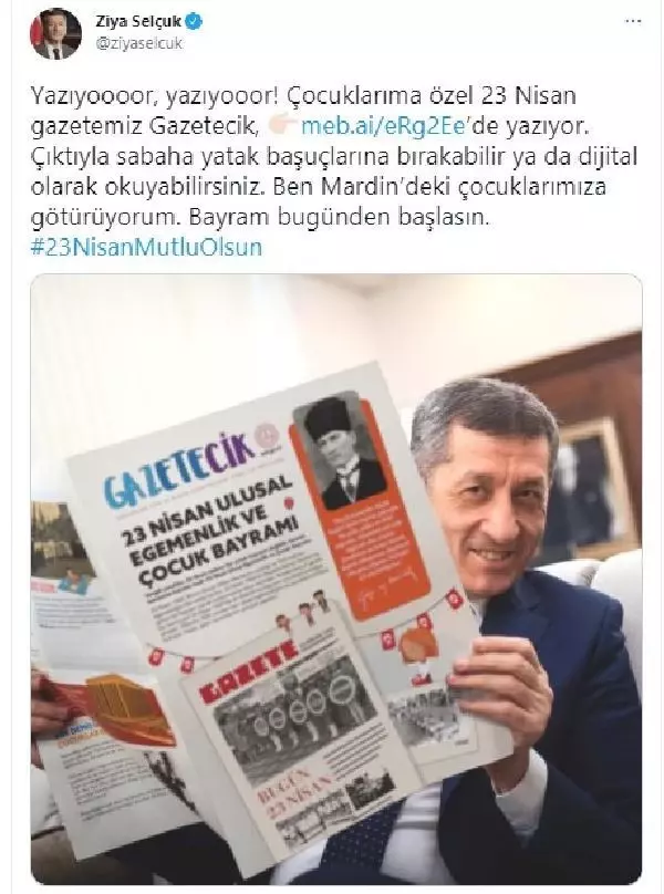 MEB'den çocuklar için '23 Nisan' gazetesi MEB'den çocuklar için '23 Nisan' gazetesi