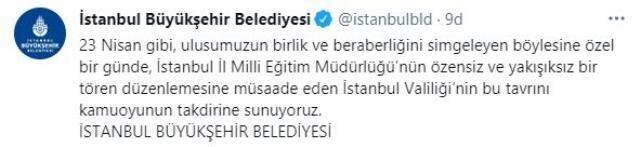 İstanbul Valiliği, İmamoğlu'nun 23 Nisan sözlerine tepki gösterdi! İBB'den yanıt gecikmedi İstanbul Valiliği, İmamoğlu'nun 23 Nisan sözlerine tepki gösterdi! İBB'den yanıt gecikmedi