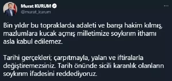 Cumhurbaşkanlığı Kabinesi'nden, ABD Başkanı Biden'a tepkiler Cumhurbaşkanlığı Kabinesi'nden, ABD Başkanı Biden'a tepkiler