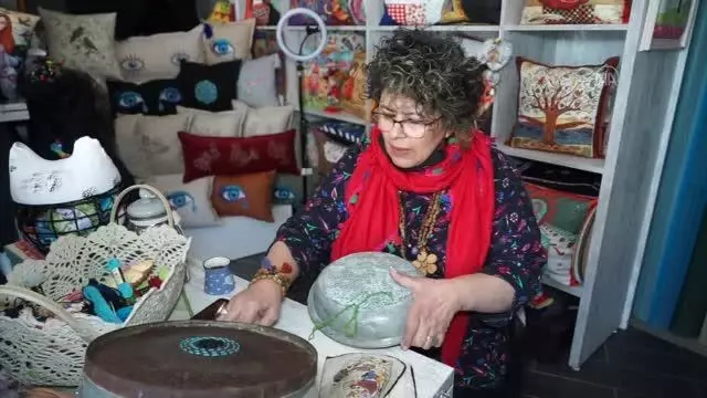 BALIKESİR - Eski bakır süzgeçleri motiflerle işleyip sanat eserine dönüştürüyor