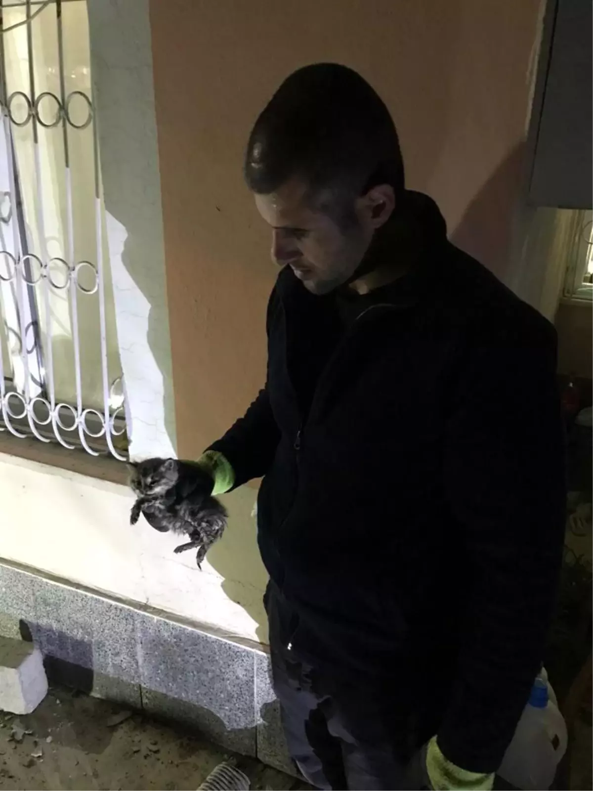 Boruya sıkışan yavru kedi kurtarıldı