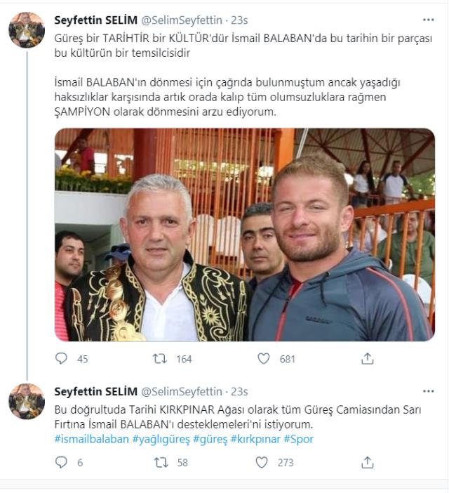 Kırkpınar Ağası, who called on İsmail Balaban to withdraw from Survivor, changed his mind