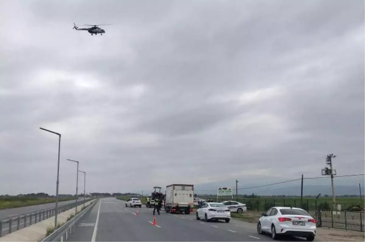 Manisa'da helikopterli trafik denetimi