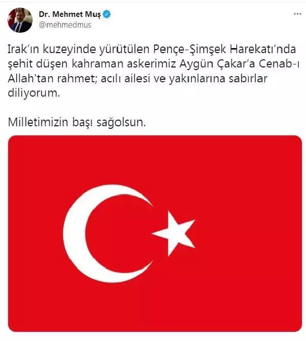 Son dakika: Şehit Uzman Çavuş Aygün Çakar için taziye mesajları paylaşıldı Son dakika: Şehit Uzman Çavuş Aygün Çakar için taziye mesajları paylaşıldı