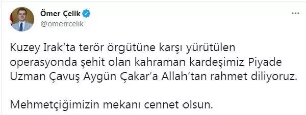Son dakika: Şehit Uzman Çavuş Aygün Çakar için taziye mesajları paylaşıldı Son dakika: Şehit Uzman Çavuş Aygün Çakar için taziye mesajları paylaşıldı