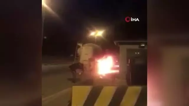 Alev alan tanker büyük panik yaşattı