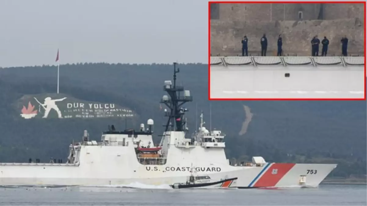 Çanakkale Boğazı'nda dikkat çeken görüntü! ABD Donanması'na ait gemideki askerler hemen telefonlarına sarıldı