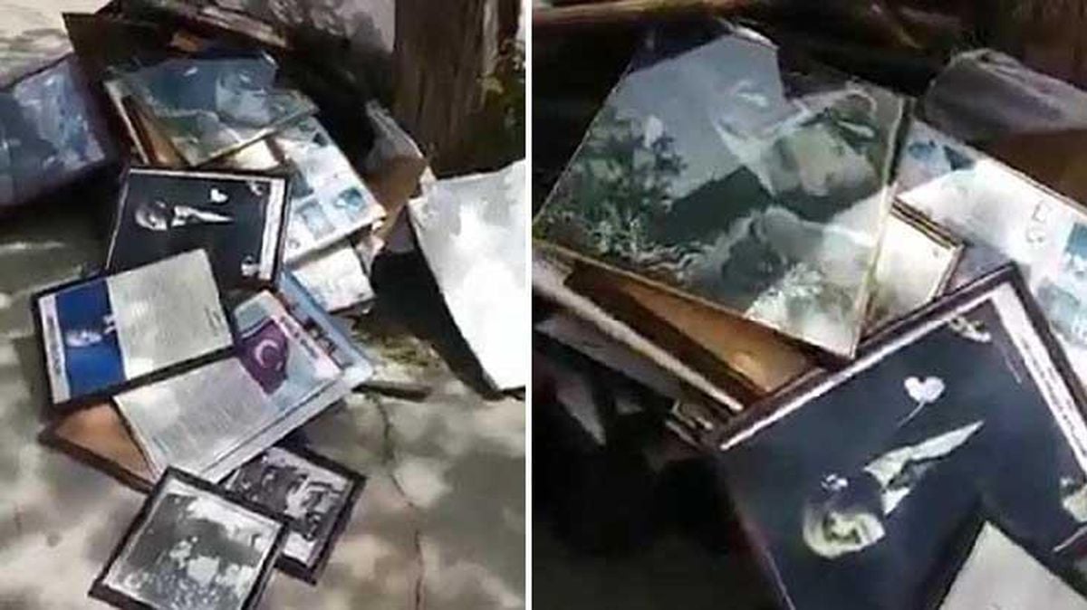Denizli'de bir okulun çöpünden Atatürk posteri ve İstiklal Marşı tablosu çıktı
