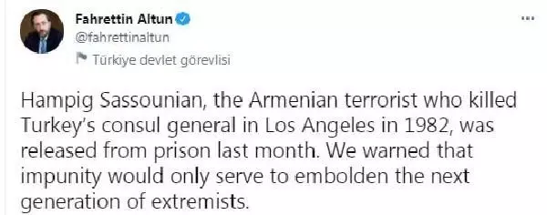 İletişim Başkanı Altun: Tarihi çarpıtmak Ermeni aşırıcıları daha da cesaretlendiriyor İletişim Başkanı Altun: Tarihi çarpıtmak Ermeni aşırıcıları daha da cesaretlendiriyor