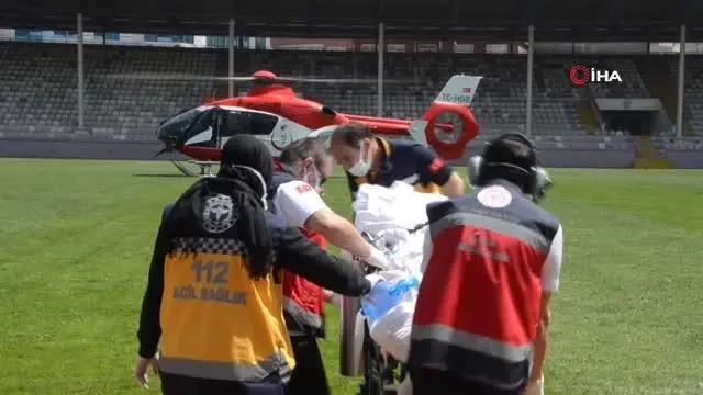 Ambulans helikopter, iş kazasında yaralanan işçi için havalandı Ambulans helikopter, iş kazasında yaralanan işçi için havalandı
