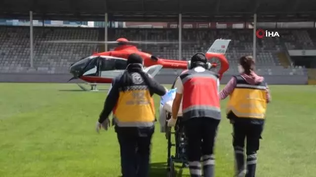 Ambulans helikopter, iş kazasında yaralanan işçi için havalandı Ambulans helikopter, iş kazasında yaralanan işçi için havalandı