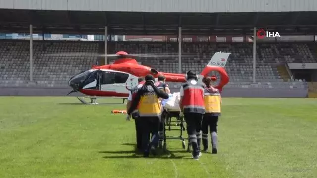 Ambulans helikopter, iş kazasında yaralanan işçi için havalandı Ambulans helikopter, iş kazasında yaralanan işçi için havalandı