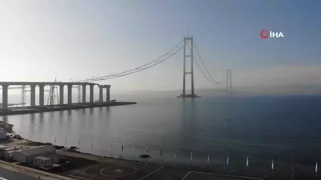 1915 Çanakkale Köprüsü'nde ana halat kablolarının montajı tamamlanıyor 1915 Çanakkale Köprüsü'nde ana halat kablolarının montajı tamamlanıyor