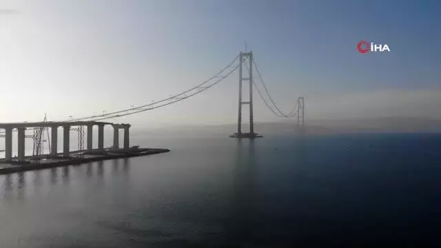 1915 Çanakkale Köprüsü'nde ana halat kablolarının montajı tamamlanıyor 1915 Çanakkale Köprüsü'nde ana halat kablolarının montajı tamamlanıyor