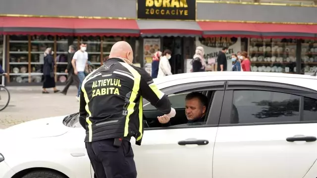 Altıeylül Zabıtası 'Kırmızı çizgi'ye dikkat çekti Altıeylül Zabıtası 'Kırmızı çizgi'ye dikkat çekti