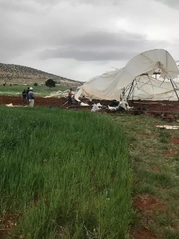 Antalya'da hortum; sera yıkıldı, fideler zarar gördü Antalya'da hortum; sera yıkıldı, fideler zarar gördü