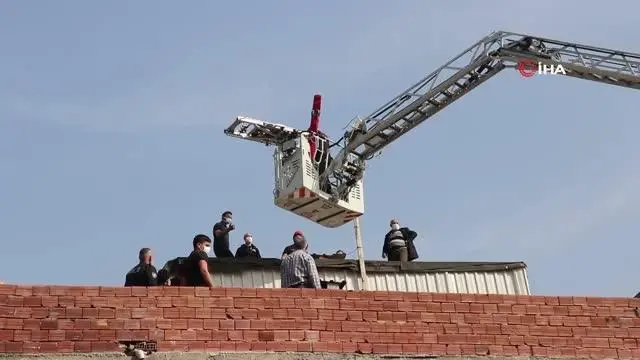Çatıda kolunu spiral makinesine kaptıran vatandaşı itfaiye ekipleri kurtardı Çatıda kolunu spiral makinesine kaptıran vatandaşı itfaiye ekipleri kurtardı