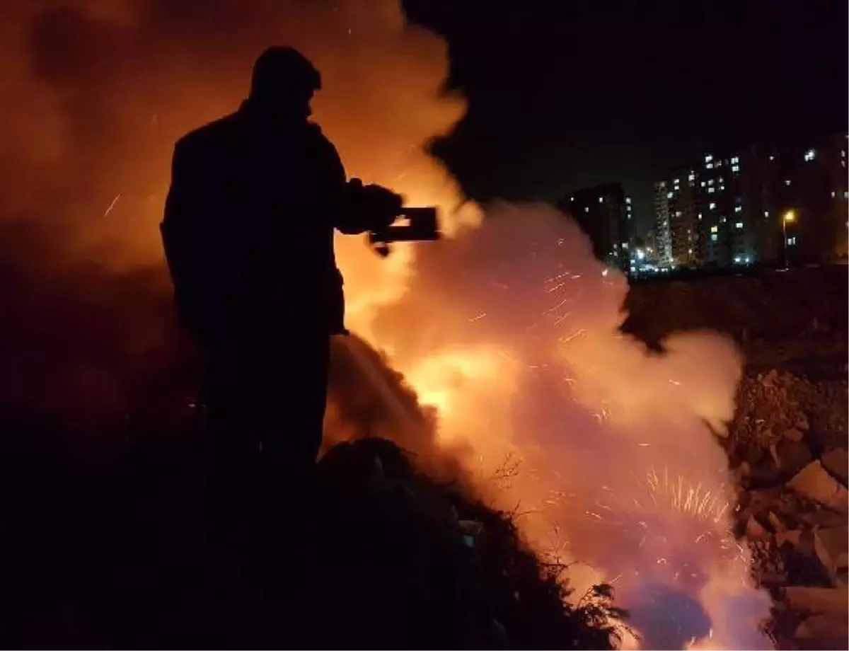 Eski taş ocağı arazisinde çıkan yangın korkuttu