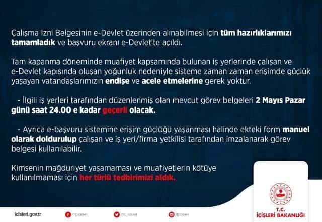 İş yerlerinin hazırladığı görevlendirme belgeleri 2 Mayıs gece yarısına kadar geçerli olacak İş yerlerinin hazırladığı görevlendirme belgeleri 2 Mayıs gece yarısına kadar geçerli olacak