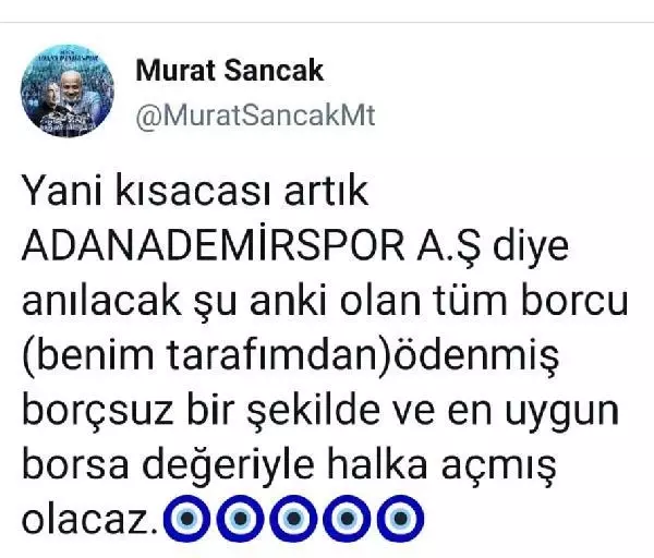 Adana Demirspor şirketleşti: Hakkın rahmetine kavuşana kadar başkanınızım Adana Demirspor şirketleşti: Hakkın rahmetine kavuşana kadar başkanınızım