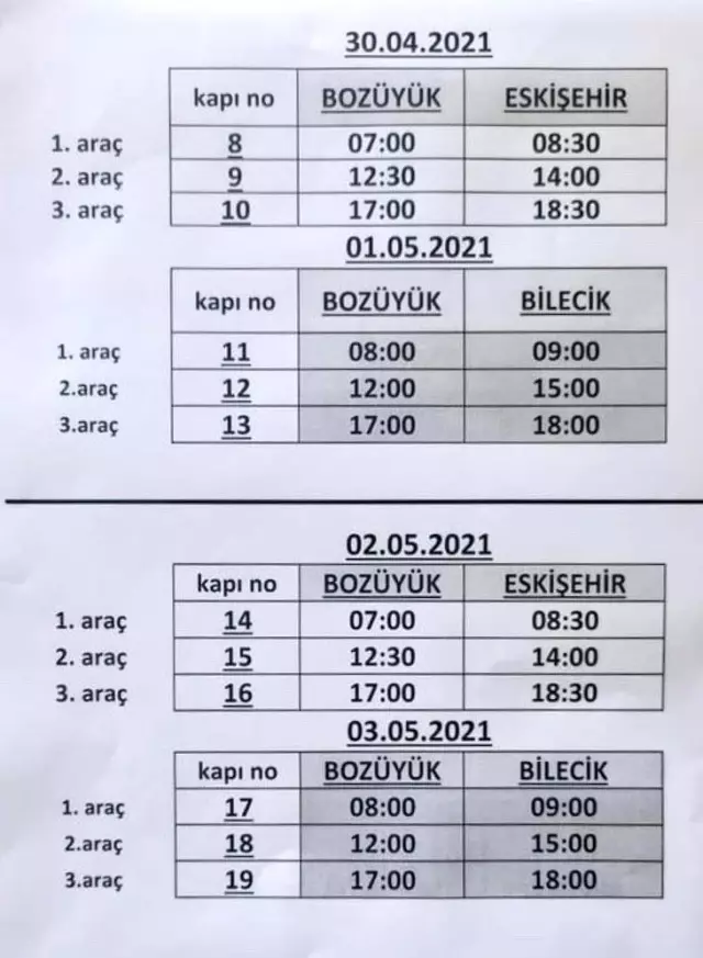 Bozüyük'te seferler seyreltilmiş olarak devam edecek Bozüyük'te seferler seyreltilmiş olarak devam edecek