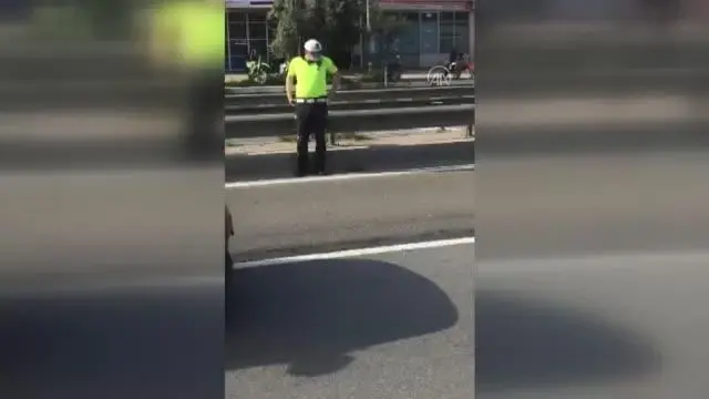 Kara yolunda karşıdan karşıya geçmeye çalışan kaplumbağaya polis yardım etti Kara yolunda karşıdan karşıya geçmeye çalışan kaplumbağaya polis yardım etti