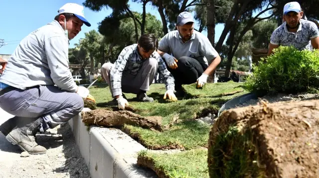 Söke'de yeşil alan çalışmaları sürüyor Söke'de yeşil alan çalışmaları sürüyor